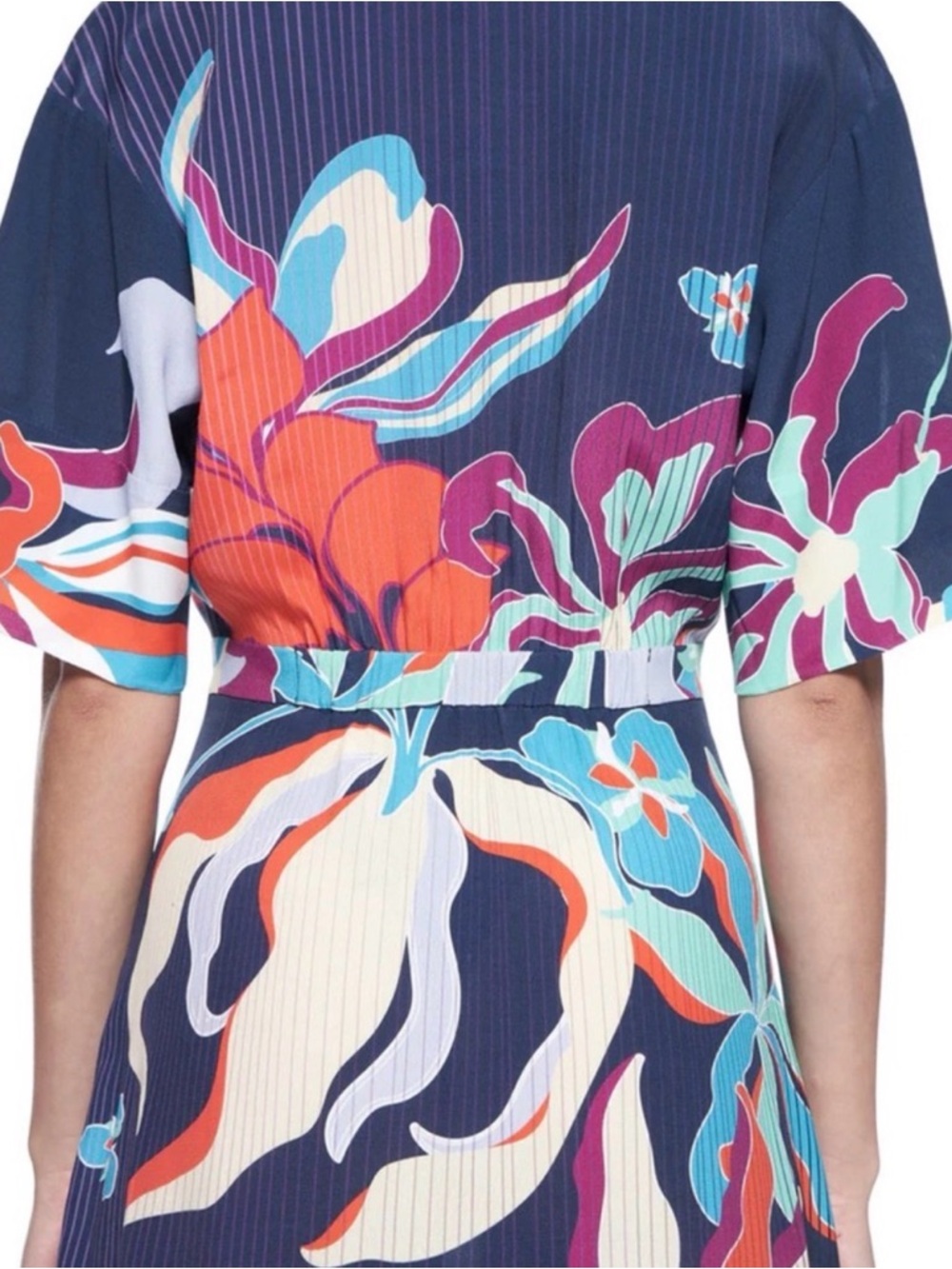 The Kit Cobie Shirtdress Navy Tropics Size 8 Button Front Midi Floral - Picture 10 of 12